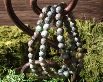 One (1) Turquoise 6mm Round Gemstone Crystal Bracelet Blue Green Natural Turquoise Chakra Bracelet Crystal Energy Jewelry