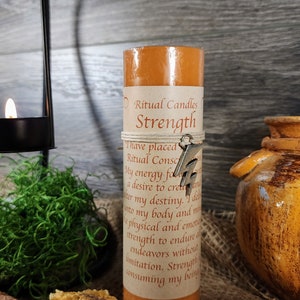 Ritual Candle Strength 6&quot; Unscented Pillar Candle Hand Poured in USA by Ritual Candles Spell Candle Manifestation Candle Pagan Wiccan Altar
