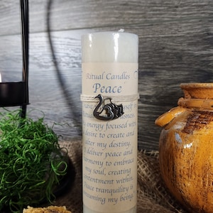 Ritual Candle Peace 6&quot; Unscented Pillar Candle Hand Poured in USA Ritual Candles Spell Candle Manifestation Candle Pagan Wiccan Altar