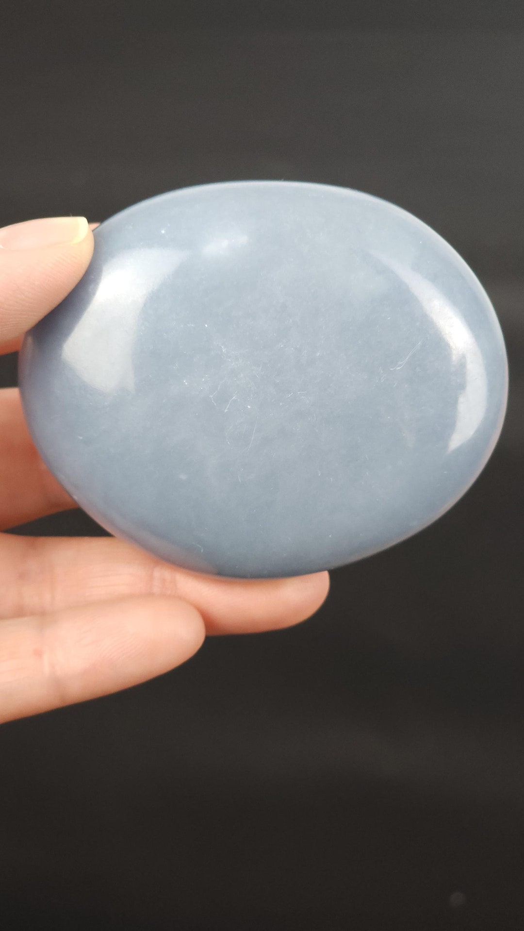 Calming Angelite Palm Stone | Stone of Peace and Connection | Natural ...