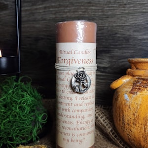 Ritual Candle Forgiveness 6&quot; Unscented Pillar Candle Hand Poured in USA Ritual Candles Spell Candle Manifestation Candle Pagan Wiccan Altar