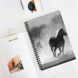 Horses in the mist Spiral Notebook - Ruled Line