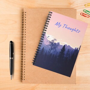 Mountain at sunrise &quot;My Thoughts&quot; Spiral Notebook - Ruled Line