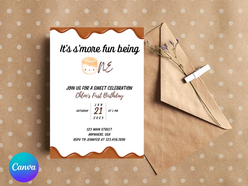 Editable S'mores 1st Birthday Invitation, Smore Fun Being One ...