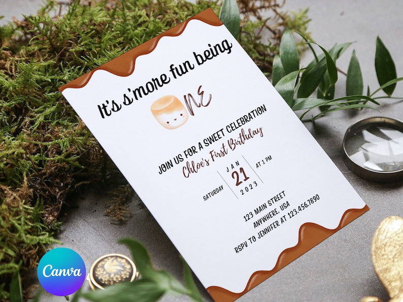 Editable S'mores 1st Birthday Invitation, Smore Fun Being One ...
