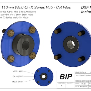 4x110mm Go Kart Hub DXF Cut Files For 4 Bolt 110mm PCD Wheel Hub