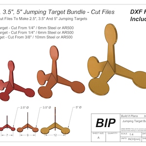 Sprungziel DXF-Schnittdatei-Bundle - 2,5-Zoll-3,5-Zoll- und 12-cm-Flipping-Targets