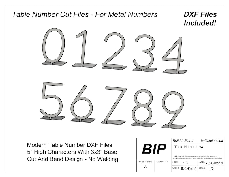 Table Number DXF Cut Files - Metal Wedding Table Numbers - Etsy