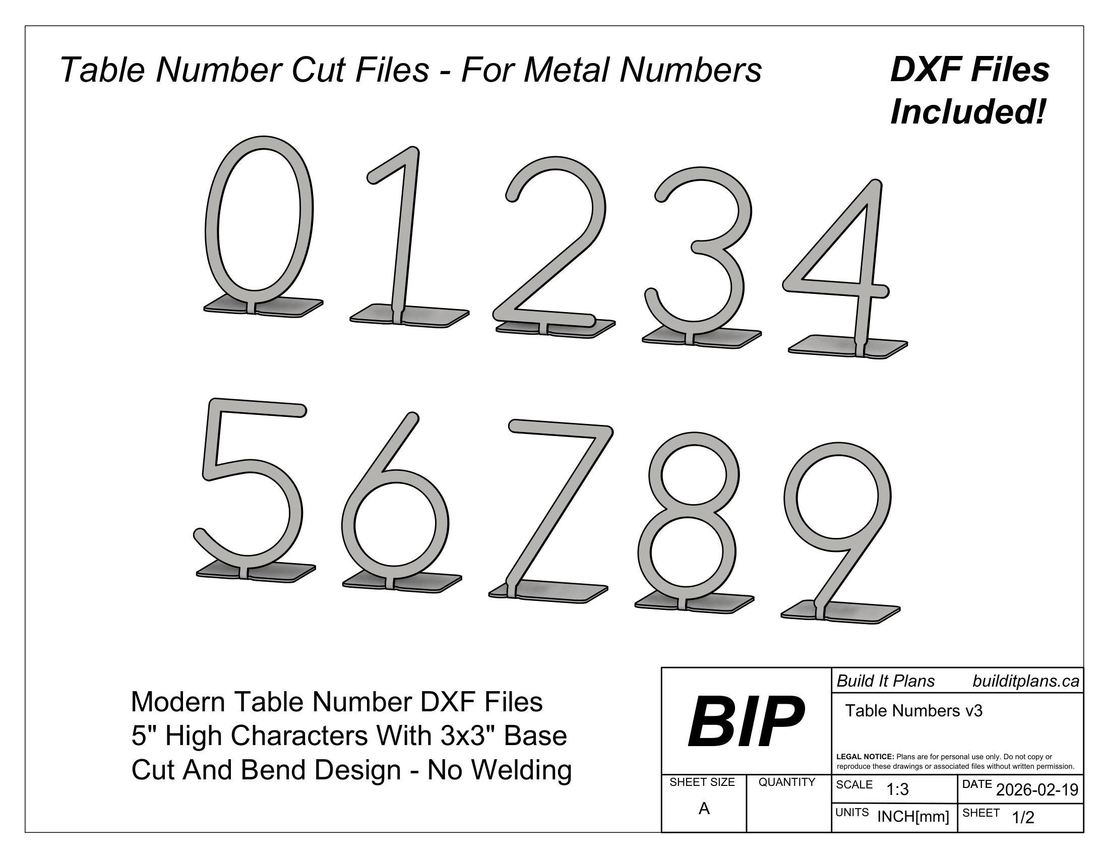 Table Number DXF Cut Files - Metal Wedding Table Numbers - Etsy