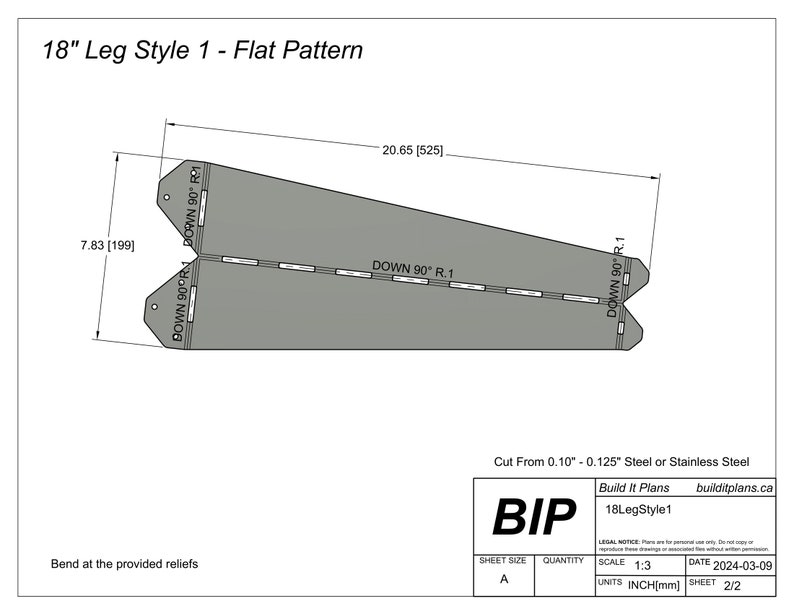 Tapered Furniture Leg DXF Cut Files Multi Pack - 12 Inch and 18 Inch ...