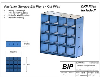 Nut Bolt Fastener Storage Bin Cut Files For CNC Plasma Organizer Bin DXF Plasma Cut Files For Bolt Bin Tray Cubby