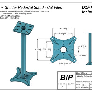 Archivos DXF para pedestal de amoladora - Archivos de corte para soporte de amoladora de banco