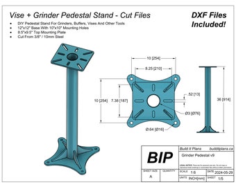 Grinder Pedestal DXF Files - Bench Grinder Stand Cut Files