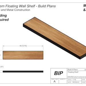 Modern Floating Shelf Plans: Wood & Steel Wall Shelf (PDF Plan)