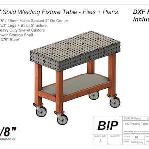 4x2&#39; Welding Fixture Table Plans: 0.375&quot; Steel, DIY (PDF & DXF)