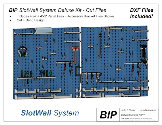 Deluxe Garage Organizer System DXF Cut Files - SlotWall DIY Tool Storage System