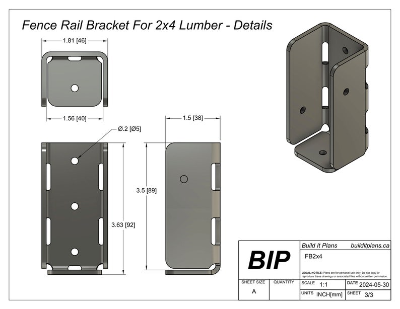 2x4 Fence Rail Bracket DXF Cut File - Etsy
