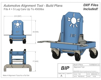 Piani dello strumento di allineamento ruote e file di taglio DXF per allineamenti domestici Strumento di allineamento ruote per auto File al plasma e piani PDF