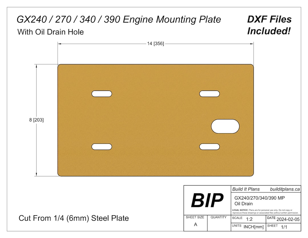 Honda GX240 GX270 GX340 GX390 Engine Mounting Plate DXF Cut Files - Etsy