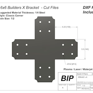Classic 6x6 Post X Bracket DXF Cut File
