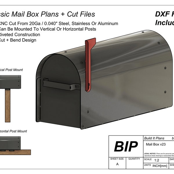 Classic Mail Box Plans And Cut Files For Metal Letter Box Plasma Cut Files For Round Sheet Metal Mail Boxes PDF Plans Riveted Construction