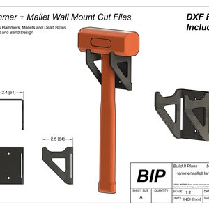 Hammer und Holzhammer Aufhänger DXF - Wandhalterung Werkzeughalter Schnittdateien