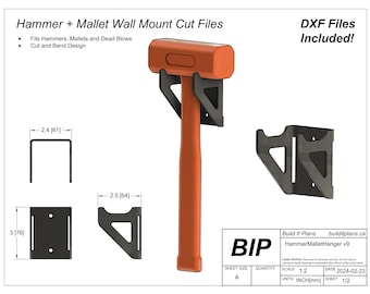 Hammer Hanger Cut File Mallet Wall Hanger Hook Cut File For Shop Tool Holder Wall Mounted Hanger DXF Plasma Cut File Workbench Organizer