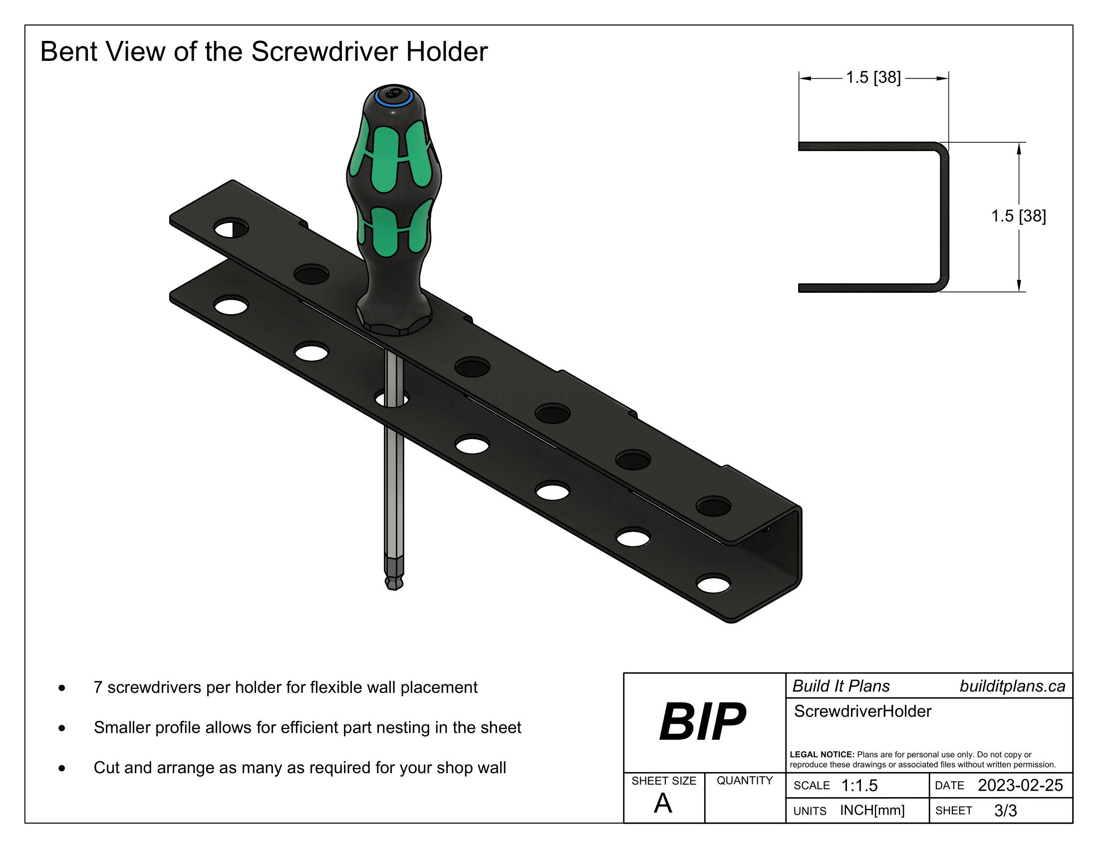 Screwdriver Wall Mounted Holder DXF Cut File and PDF Guide Etsy