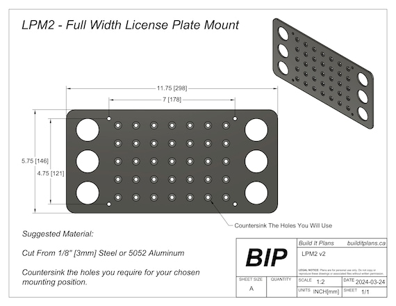 Universal License Plate Bracket DXF– CNC Cut Files for Custom