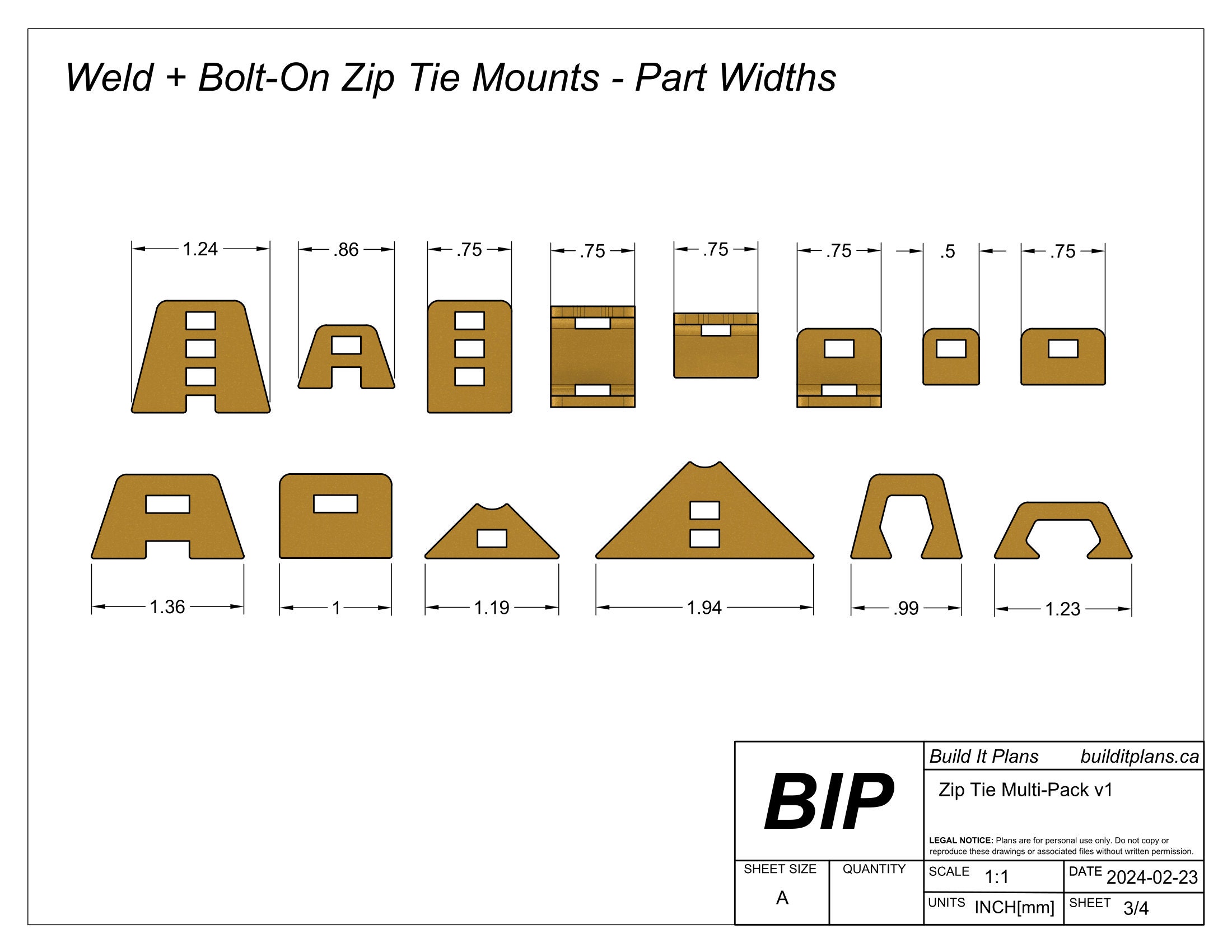 Brake Line Zip Tie Mount Cut Files Multipack Files for Wiring Tie Down