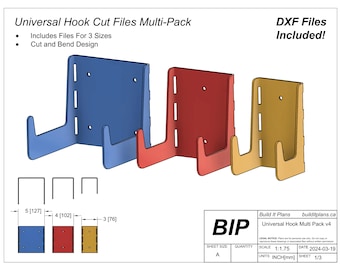 Broom Hook DXF Files - Wall Mount Dual Hook Cut Files