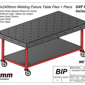 1200x2400x10mm Schweißtisch Schnittdateien - 10 mm Stahl