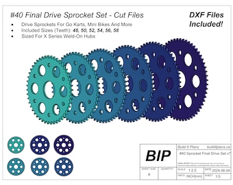 Final Drive #40 Sprocket DXF Cut Files: Go Kart, Mini Bike (Digital Download)
