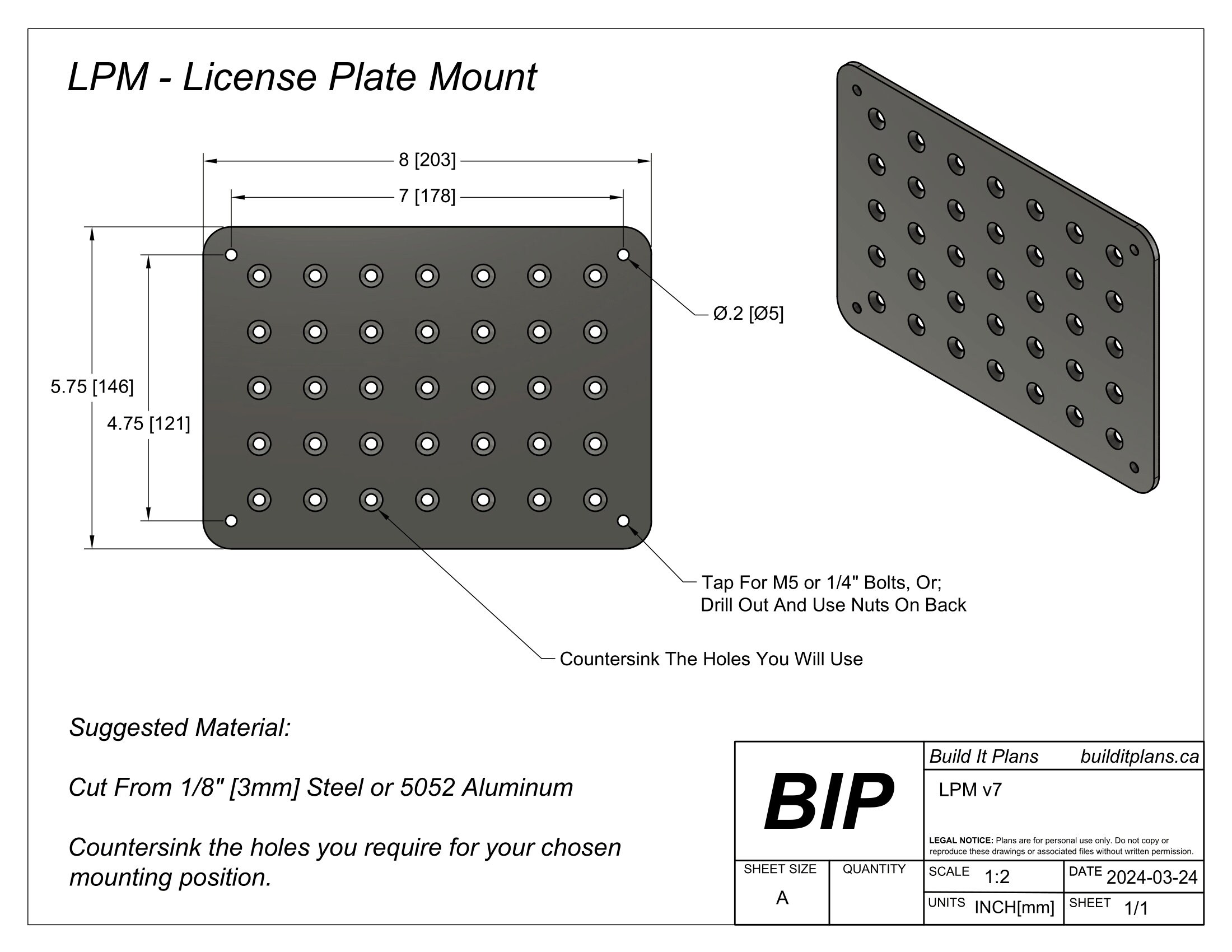 Universal License Plate Bracket DXF– CNC Cut Files for Custom Plate ...