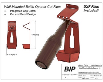 Bottle Opener DXF With Cap Catch - Wall Mount Cut File