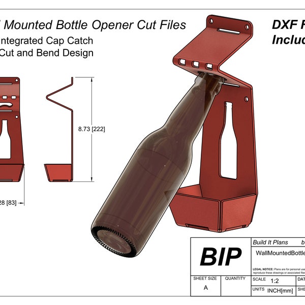 Wall Mounted Bottle Opener Cut File For Plasma Beer Bottle Opener DXF Cut Files For Mounted Bottle Opener Cap Remover