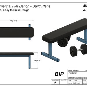 Flat Bench Plans For Home Gym Bench Press - DXF Cut Files and PDF Drawings