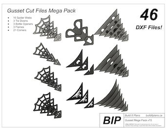 Gusset DXF Bundle For Corner, Spider Web And Flame Gusset Cut Files