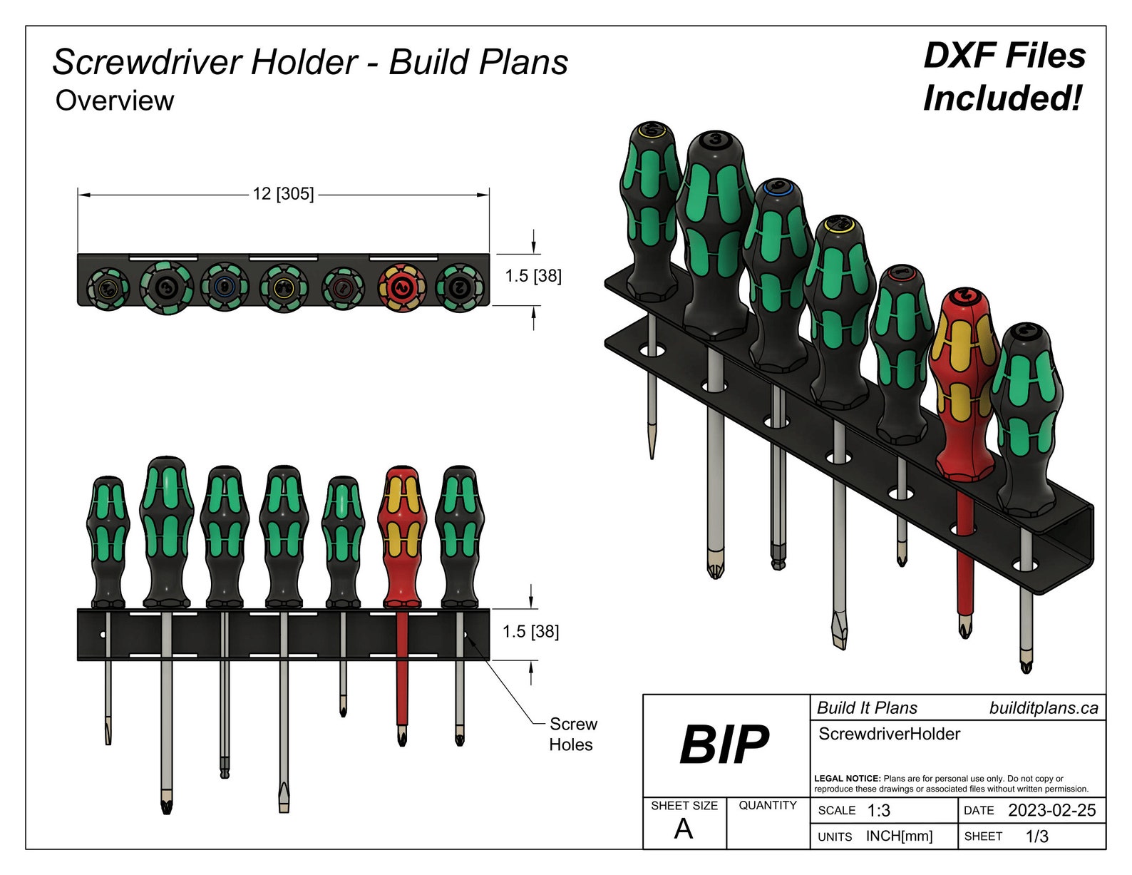 Screwdriver Rdf Screwdriver Holder DXF File – Wall Mount Screwdriver Rack Cut File - Etsy