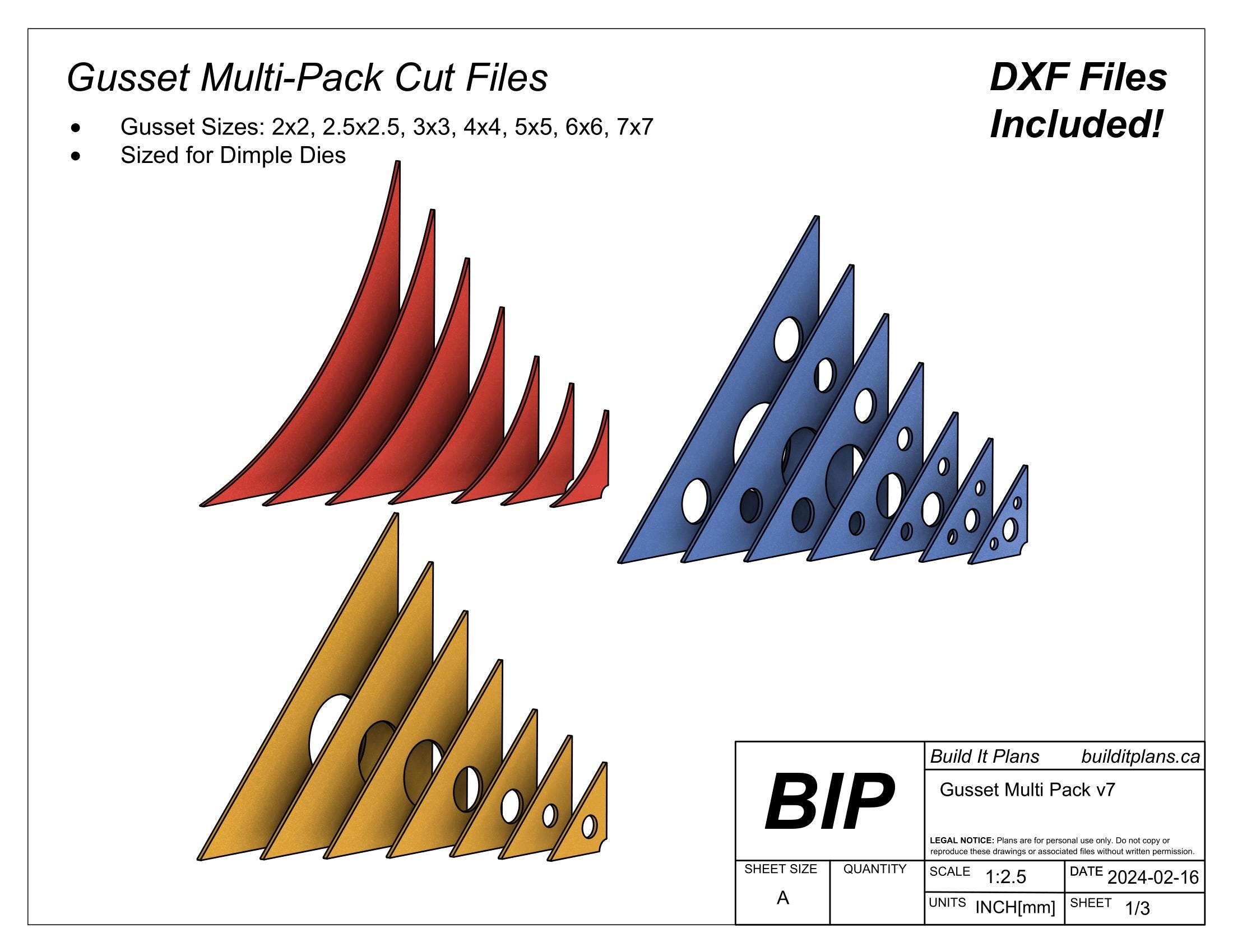 Gusset DXF Bundle for Corner, Spider Web and Flame Gusset Cut