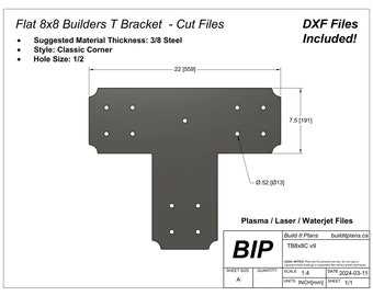 Classic 8x8 Post T Bracket DXF Cut File