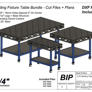 Welding Fixture Table Plans: 0.25&quot; Steel, DXF & PDF Bundle (Digital Download)
