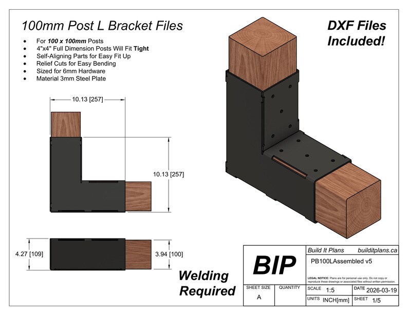 Post Lock File 100mm Post Bracket DXF Cut Files Bundle - for 100x100mm Posts - Etsy