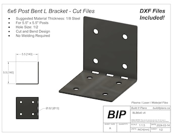 6 x 6 paal L-beugel DXF-gesneden bestand