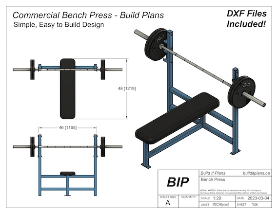 Bench Press Plans for Simple Welded Steel Bench Press Cut Files and Plans for A Basic Flat Bench Press With Vinyl Cushion Etsy