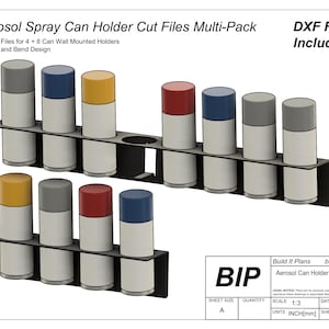 Aerosol Spray Paint Can Holders Cut Files For Spray Paint Cans DXF Plasma Cut Files For Spray Paint Holder Shelf Wall Mounted Shop Organizer