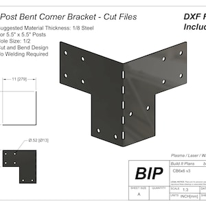 6x6 Post Corner Angle Bracket DXF Cut File