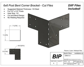 6x6 Post Corner Angle Bracket Cut File for Pergola Inner Corner DXF Plasma File For 5.5x5.5 Post Bracket Cut File 140mm x 140mm Posts