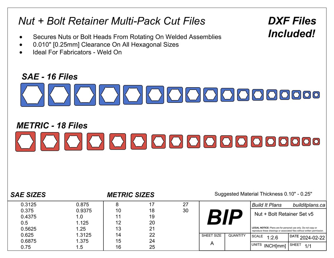 Weld on Nut Bolt Retainer Cut Files for Non Spin Weldments Fabricator ...