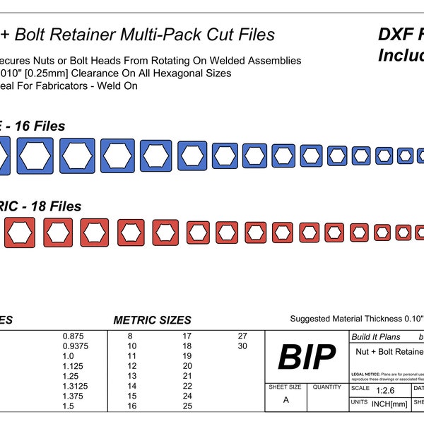 Weld On Nut Bolt Retainer Cut Files For Non Spin Weldments Fabricator Cut Files For Bolt Lock Tabs DXF Plasma Cut Files To Prevent Rotation